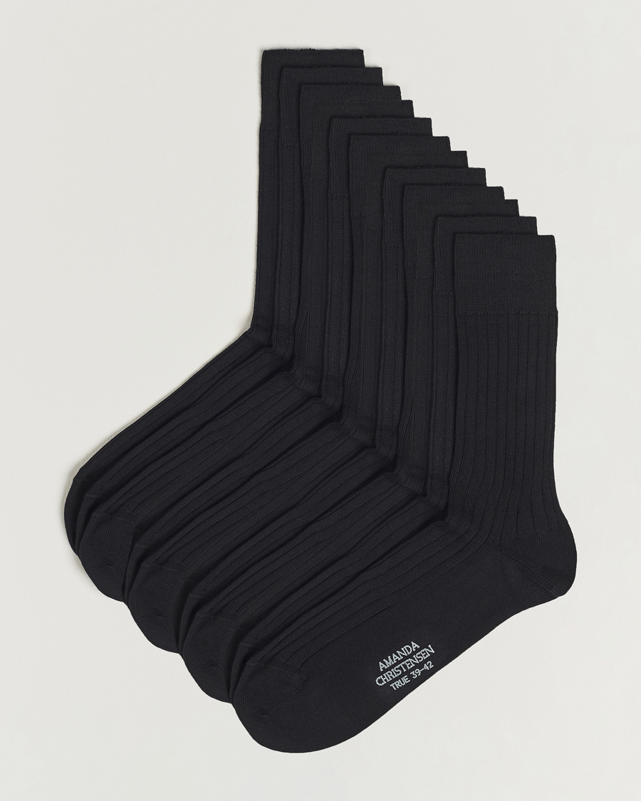 Herre | Undertøj | Amanda Christensen | 12-Pack True Cotton Ribbed Socks Black