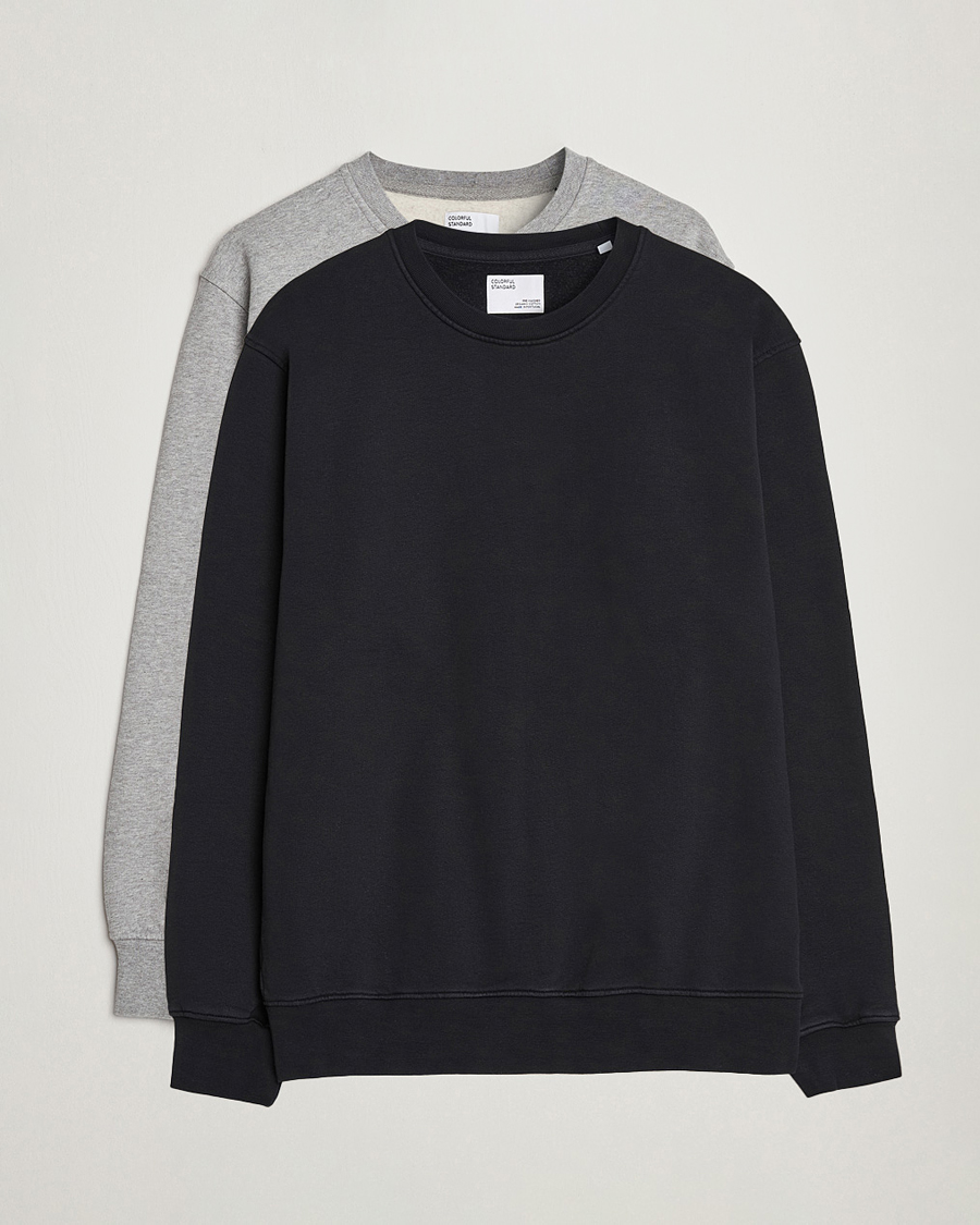 Herre | Trøjer | Colorful Standard | 2-Pack Classic Organic Crew Neck Sweat Heather Grey/Deep Black