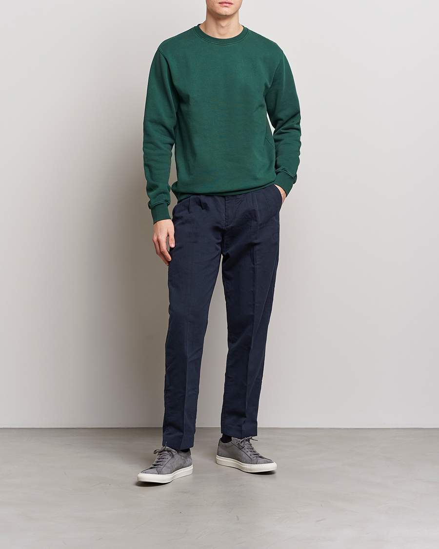 Herre | Trøjer | Colorful Standard | 2-Pack Classic Organic Crew Neck Sweat Navy Blue/Emerald Green