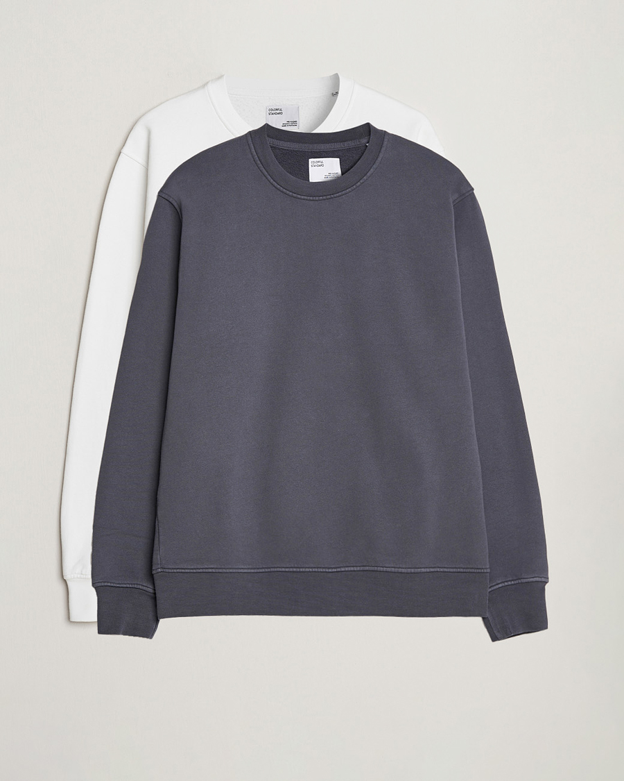 Herre | Trøjer | Colorful Standard | 2-Pack Classic Organic Crew Neck Sweat Lava Grey/Optical White