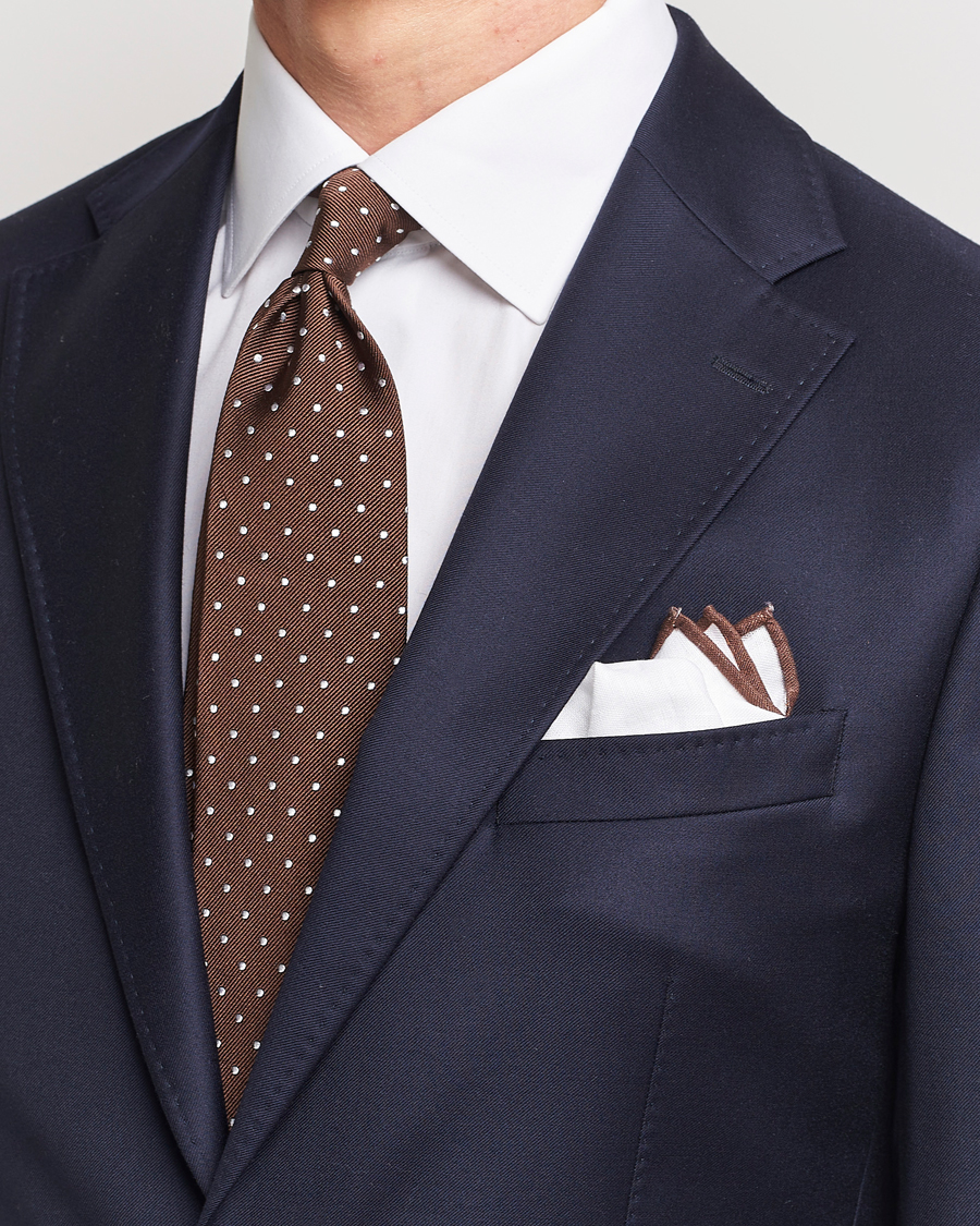 Herre | Slips | Amanda Christensen | Set Tie & Pocket Square Brown/White