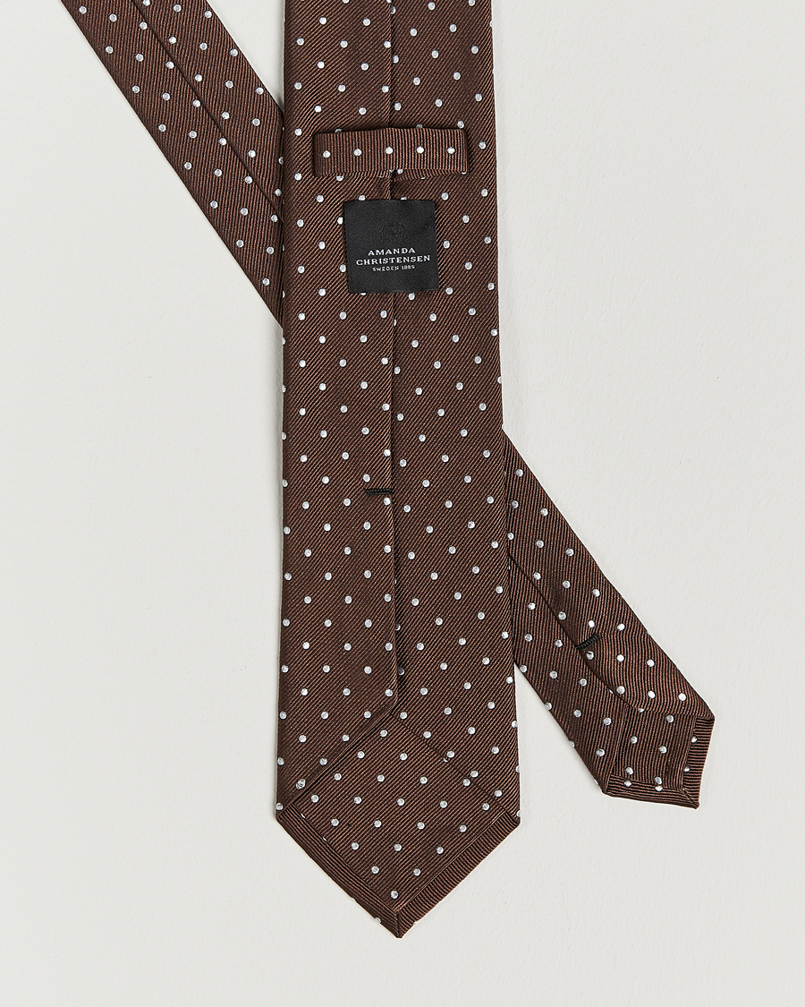 Herre | Slips | Amanda Christensen | Set Tie & Pocket Square Brown/White