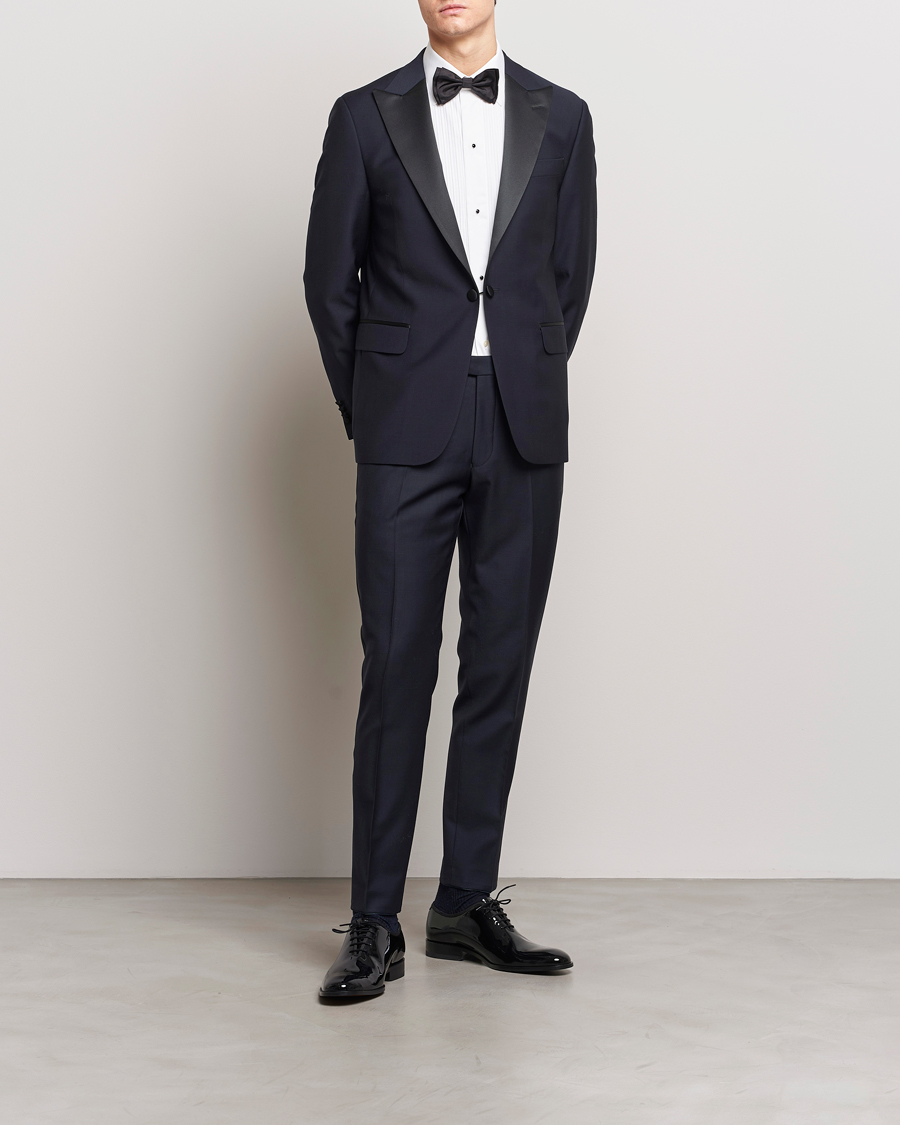 Herre | Jakkesæt | Oscar Jacobson | Frampton Wool Tuxedo Suit Navy