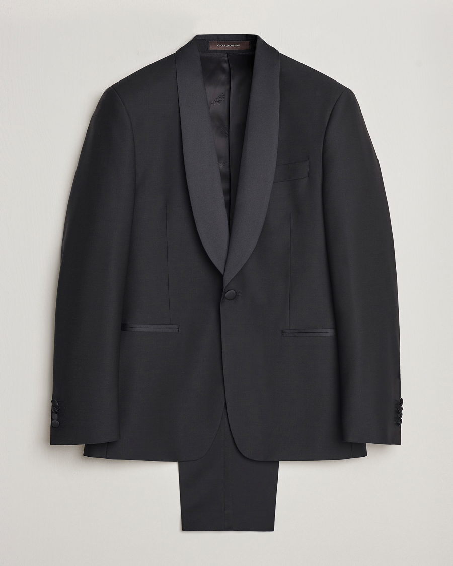 Herre | Smoking | Oscar Jacobson | Figaro/Denz Wool Tuxedo Suit Black
