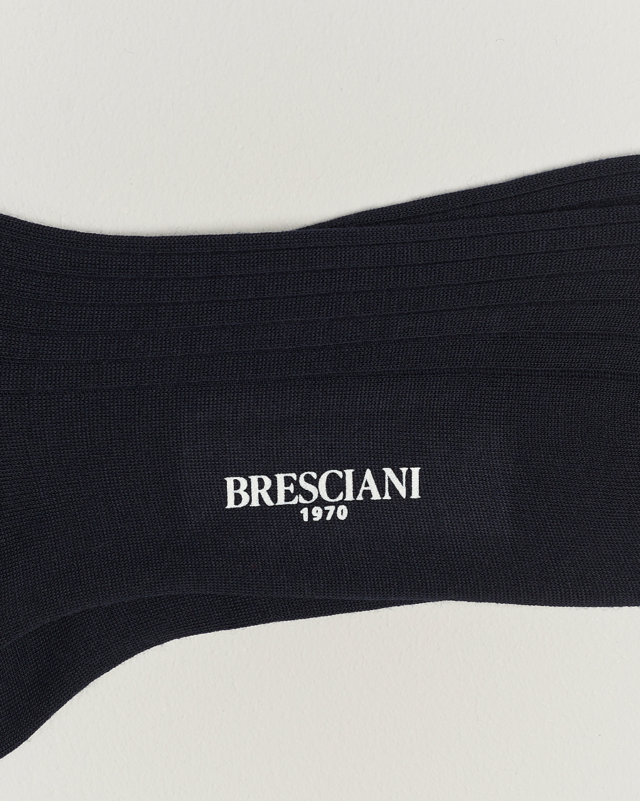 Herre | Undertøj | Bresciani | 3-pack Wool/Nylon Ribbed Short Socks Navy