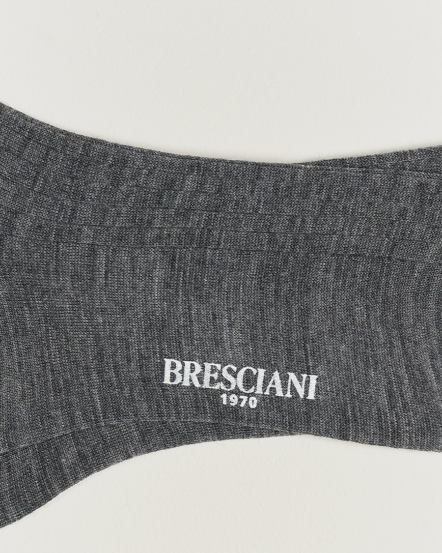 Herre | Undertøj | Bresciani | 3-pack Wool/Nylon Ribbed Short Socks Medium Grey