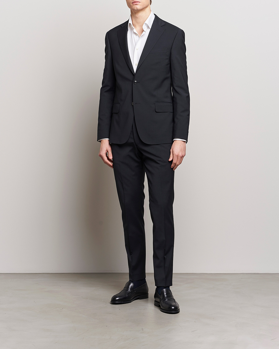Herre | Business & Beyond | Oscar Jacobson | Edmund Wool Stretch Suit Black