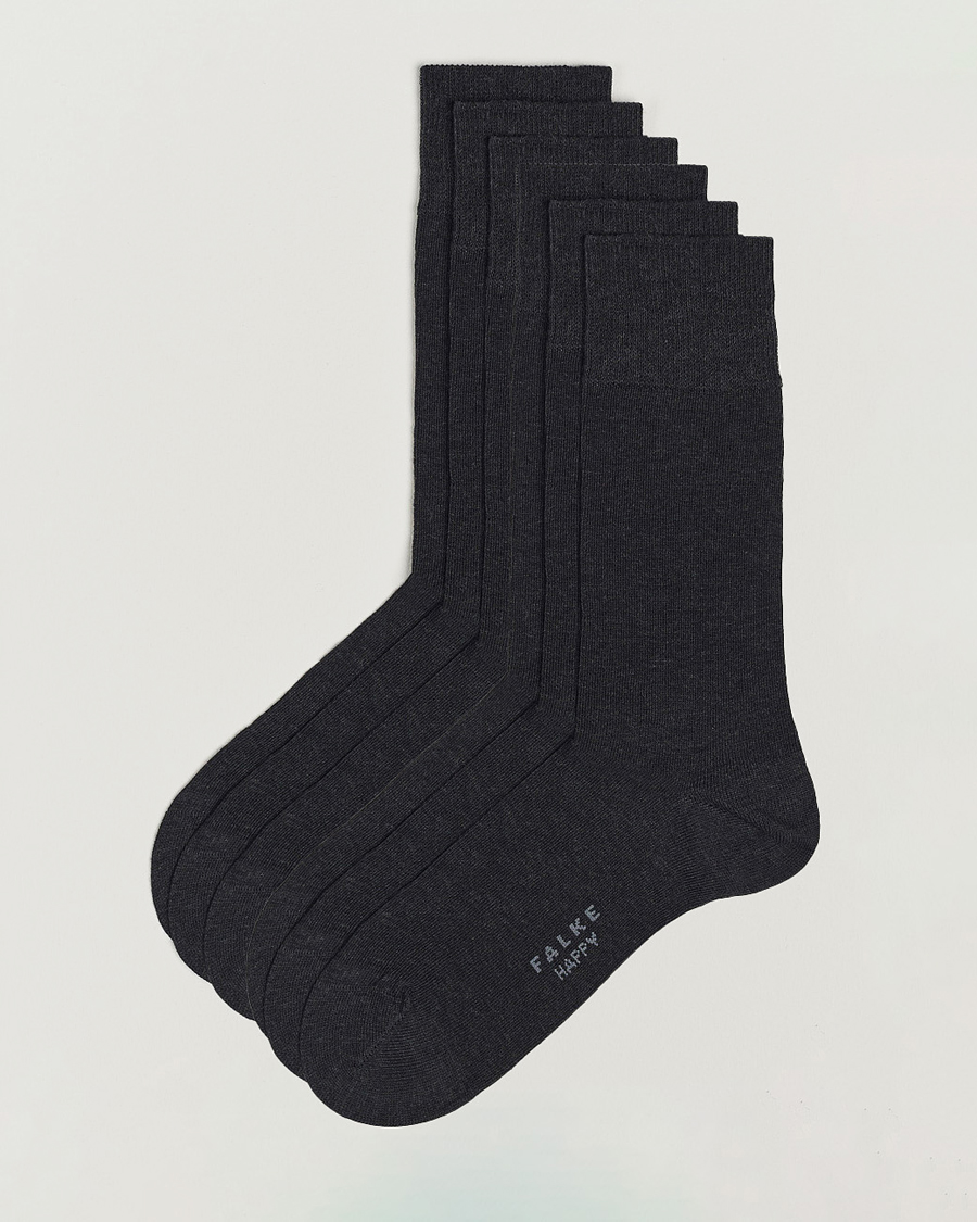 Herre | Undertøj | Falke | 6-pack Happy Cotton Socks Anthracite Melange