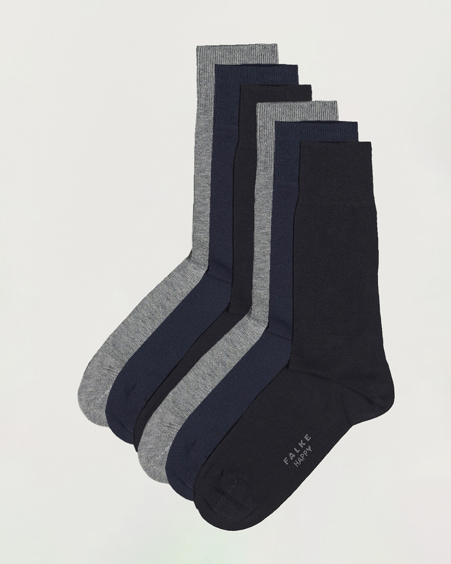 Herre | Undertøj | Falke | 6-pack Happy Cotton Socks Black/Navy/Light Grey