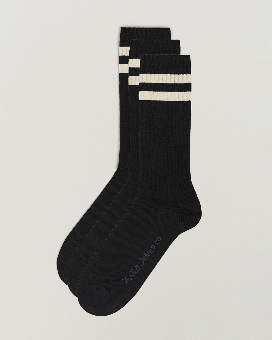 Herre | Undertøj | Nudie Jeans | 3-pack Amundsson Tennis Socks Black/White