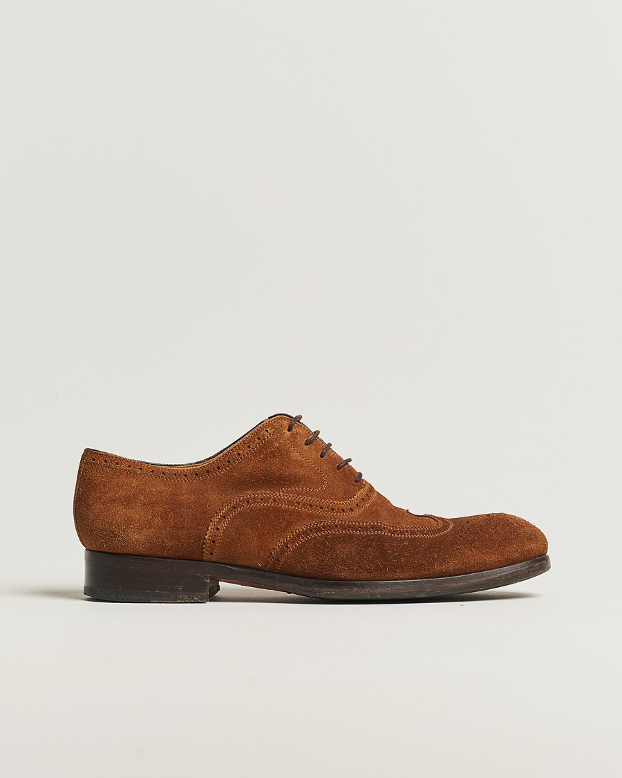 Herre | Magnanni Oxford Brogue Brown Suede 42,5 | Pre-owned | Magnanni Oxford Brogue Brown Suede 42,5