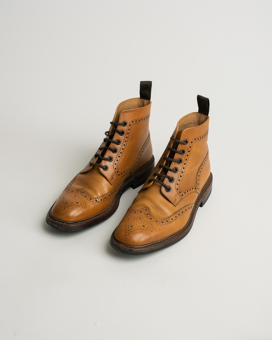Herre | Loake 1880 Burford Dainite Brogue Boot Tan Burnished Calf | Pre-owned | Loake 1880 Burford Dainite Brogue Boot Tan Burnished Calf