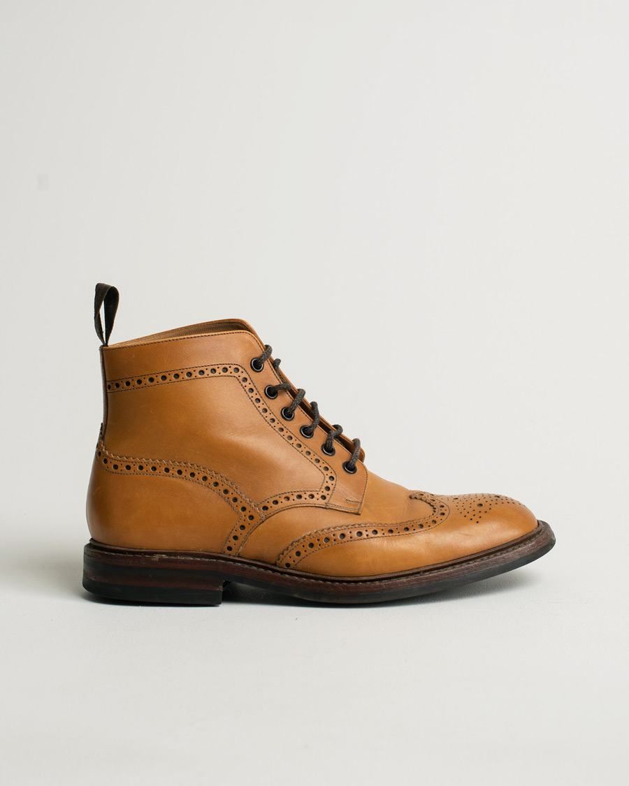 Herre | Loake 1880 Burford Dainite Brogue Boot Tan Burnished Calf | Pre-owned | Loake 1880 Burford Dainite Brogue Boot Tan Burnished Calf