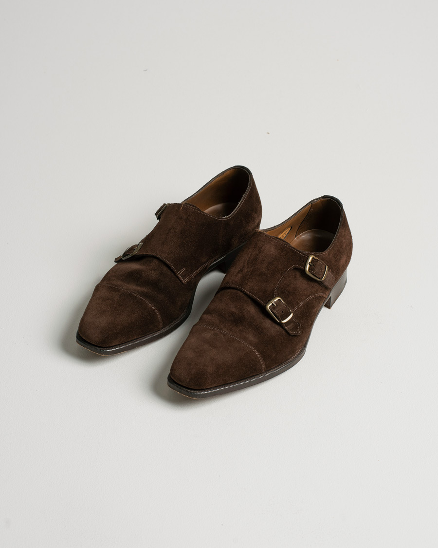 Herre | Edward Green Westminster Double Monk Mink Suede | Pre-owned | Edward Green Westminster Double Monk Mink Suede
