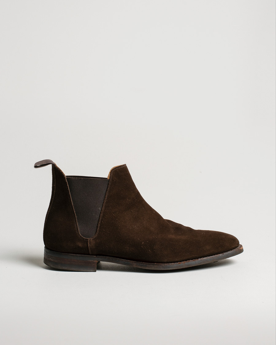 Herre | Crockett & Jones Chelsea 8 Boot Dark Brown Suede | Pre-owned | Crockett & Jones Chelsea 8 Boot Dark Brown Suede