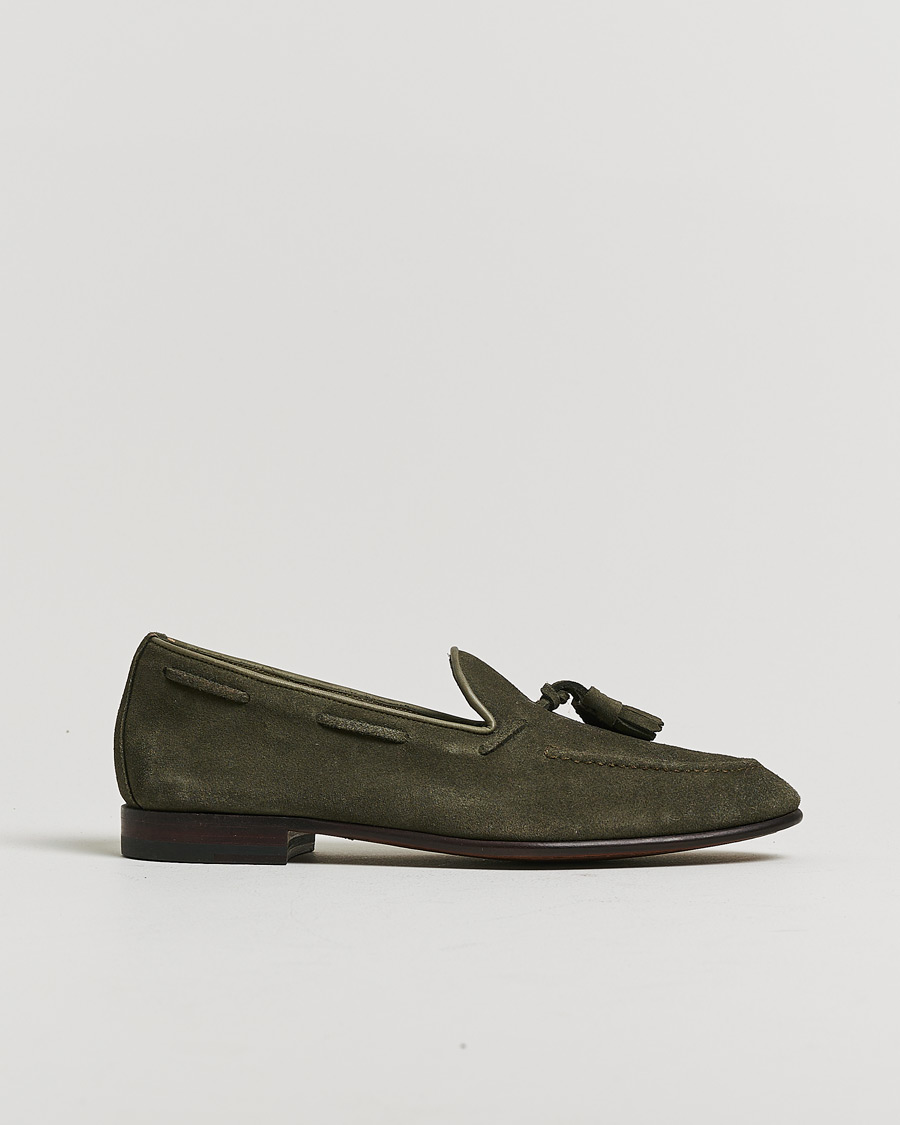 Herre | Pre-owned Randsyede sko | Pre-owned | Carmina Unlined Tassel Loafers Grey Suede UK6 - EU39