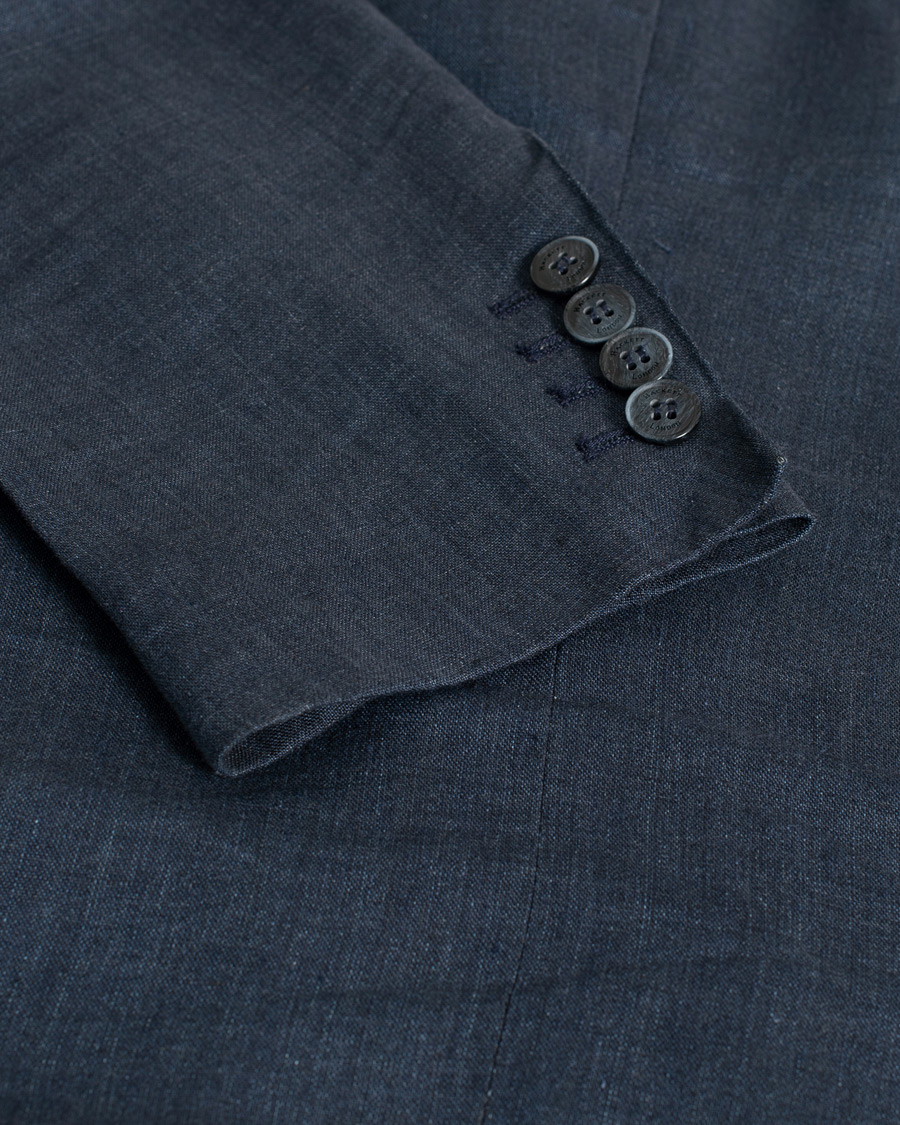Herre | Hackett Textured Cotton/Linen Blazer Blue | Pre-owned | Hackett Textured Cotton/Linen Blazer Blue