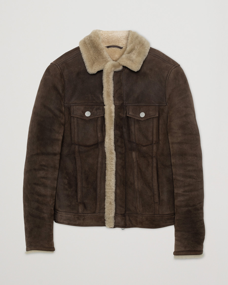 Herre | Pre-owned Jakker | Pre-owned | J.Lindeberg Redster Mud Shearling Suede Jacket Mud Brown