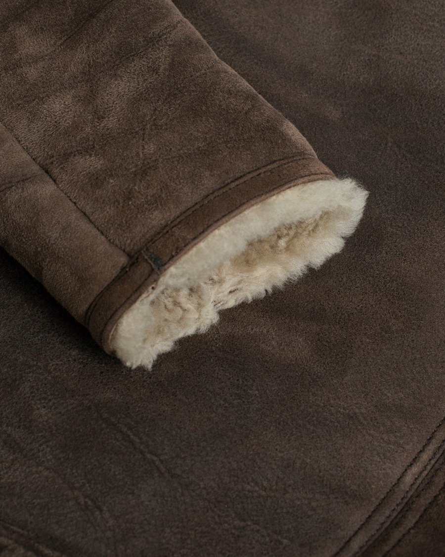 Herre | Pre-owned Jakker | Pre-owned | J.Lindeberg Redster Mud Shearling Suede Jacket Mud Brown
