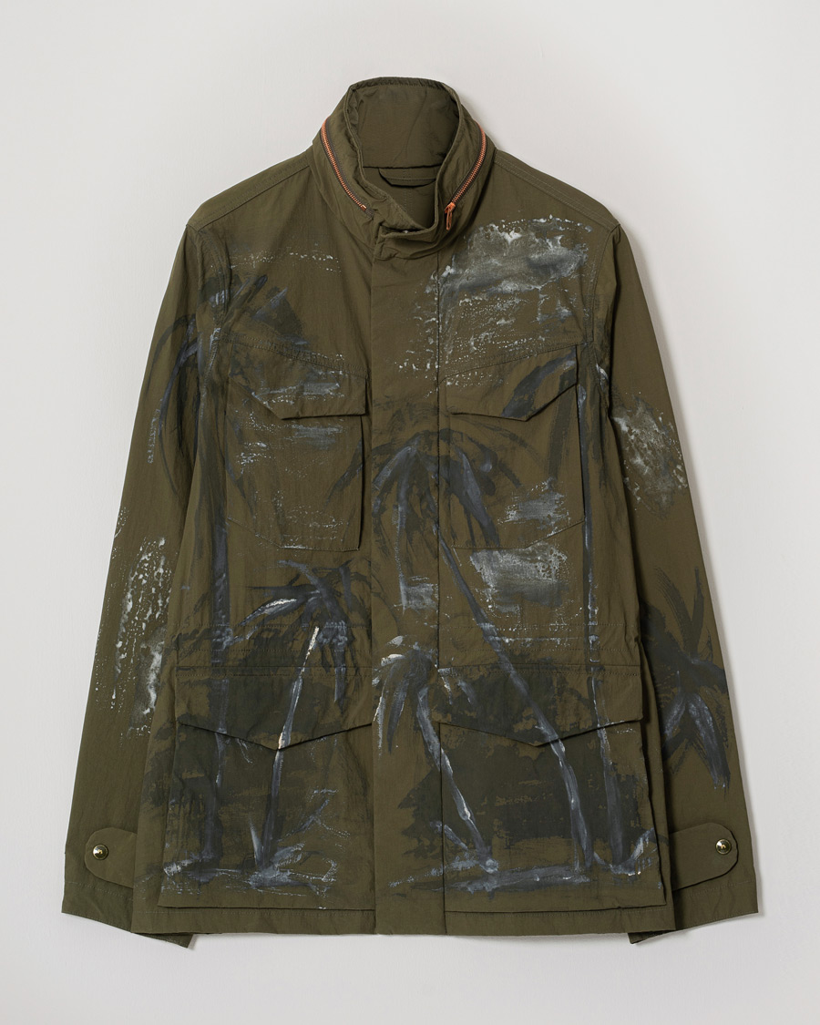 Herre | President's Safety Vintage Nylon Washed Hand Paint Jacket Army M | Pre-owned | President's Safety Vintage Nylon Washed Hand Paint Jacket Army M