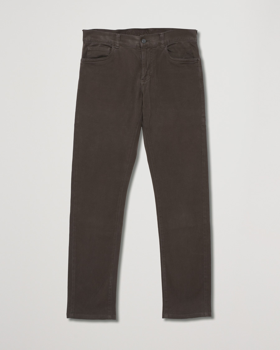 Herre | Canali Cotton Stretch 5-Pocket Pants Dark Brown | Pre-owned | Canali Cotton Stretch 5-Pocket Pants Dark Brown