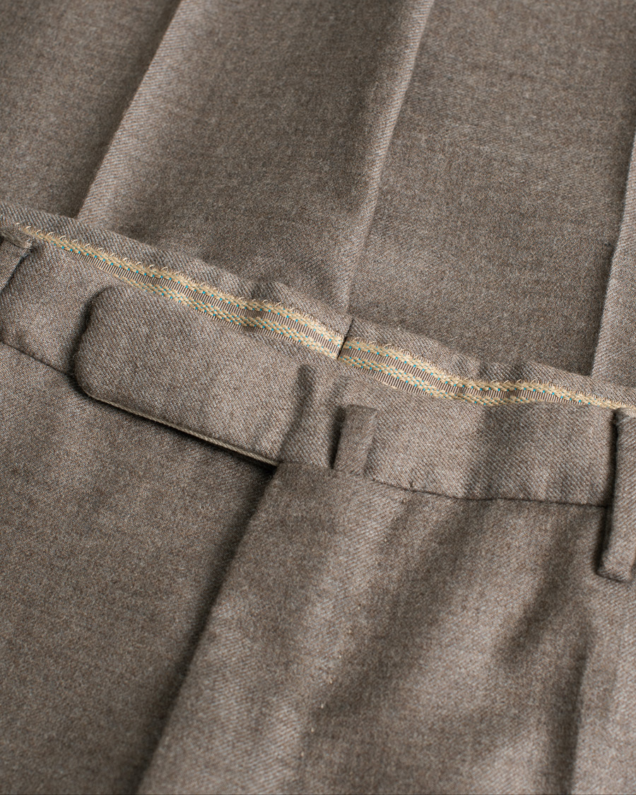 Herre | Incotex Slim Fit Super 100's Wool Flannel Trousers Taupe 46 | Pre-owned | Incotex Slim Fit Super 100's Wool Flannel Trousers Taupe 46