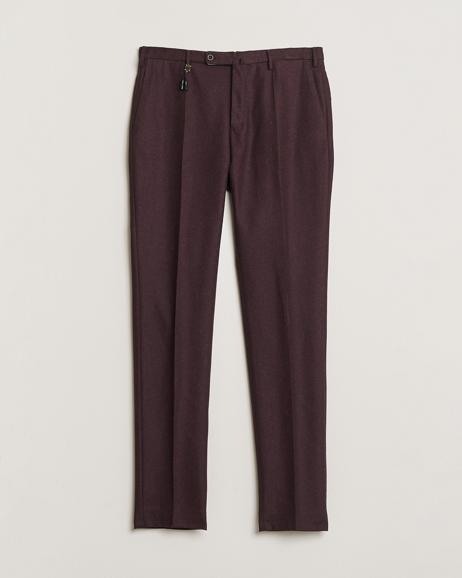 Herre | Pre-owned Bukser | Pre-owned | Incotex Slim Fit Super 100's Wool Flannel Trousers Burgundy 48