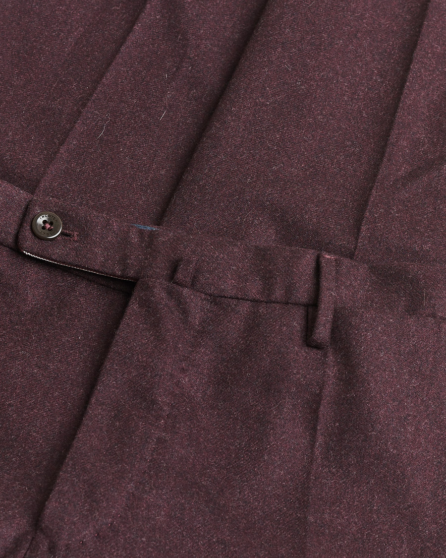 Herre | Pre-owned Bukser | Pre-owned | Incotex Slim Fit Super 100's Wool Flannel Trousers Burgundy 48
