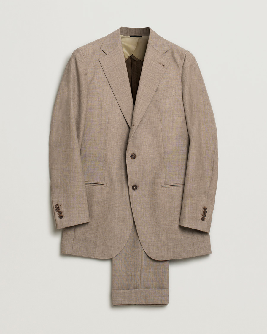 Herre | Jakkesæt | Pre-owned | Berg&Berg Dan Wool Suit Taupe Melange 50
