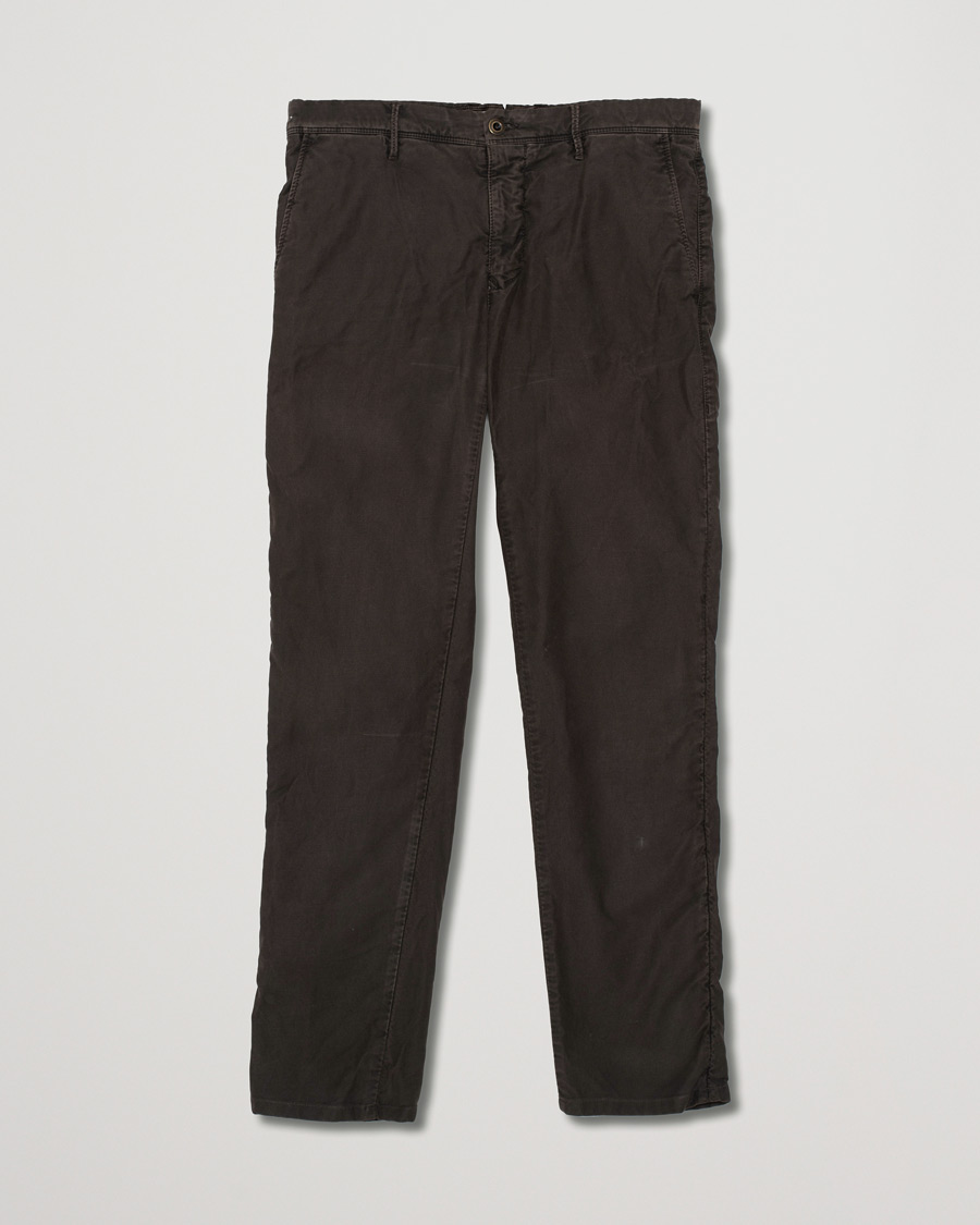 Herre | Incotex Slim Fit Garment Dyed Washed Slacks Dark Brown | Pre-owned | Incotex Slim Fit Garment Dyed Washed Slacks Dark Brown