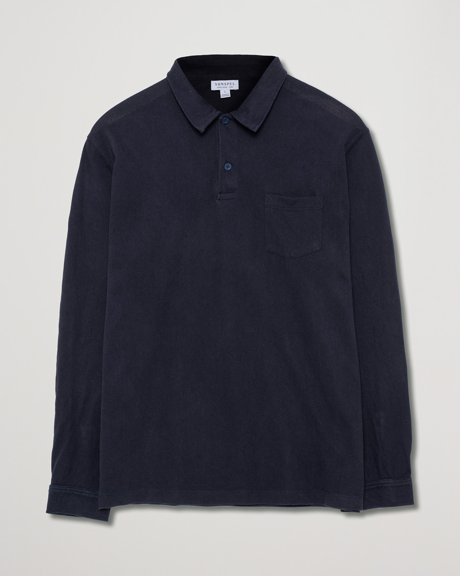 Herre | Trøjer | Pre-owned | Sunspel Riviera Long Sleve Polo Navy