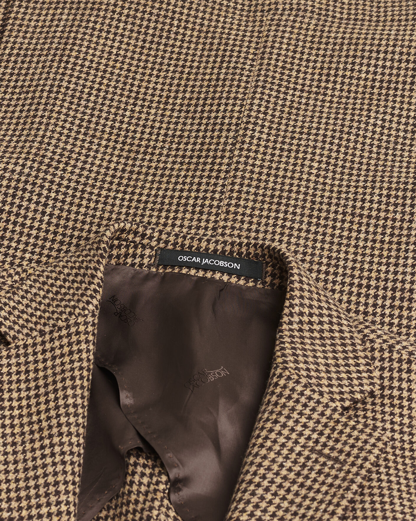 Herre | Pre-owned Blazere | Pre-owned | Oscar Jacobson Einar Houndstooth Wool Blazer Brown 50