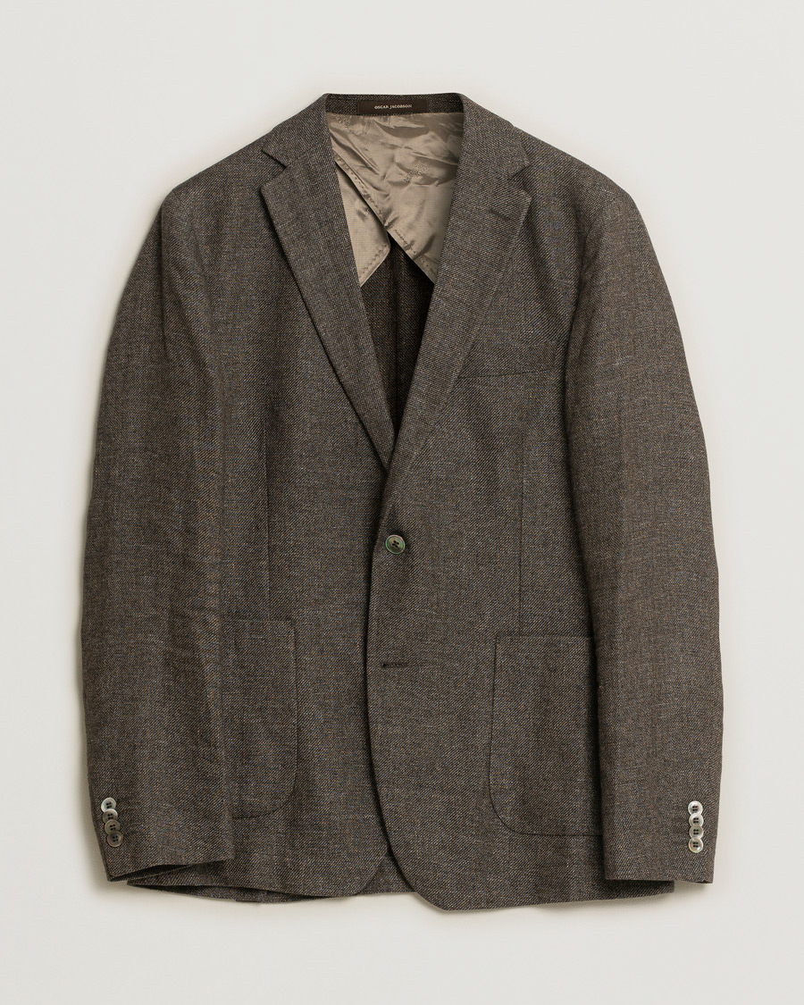 Herre | Blazere & jakker | Pre-owned | Oscar Jacobson Einar Linen/Wool Patch Pocket Blazer Brown 52
