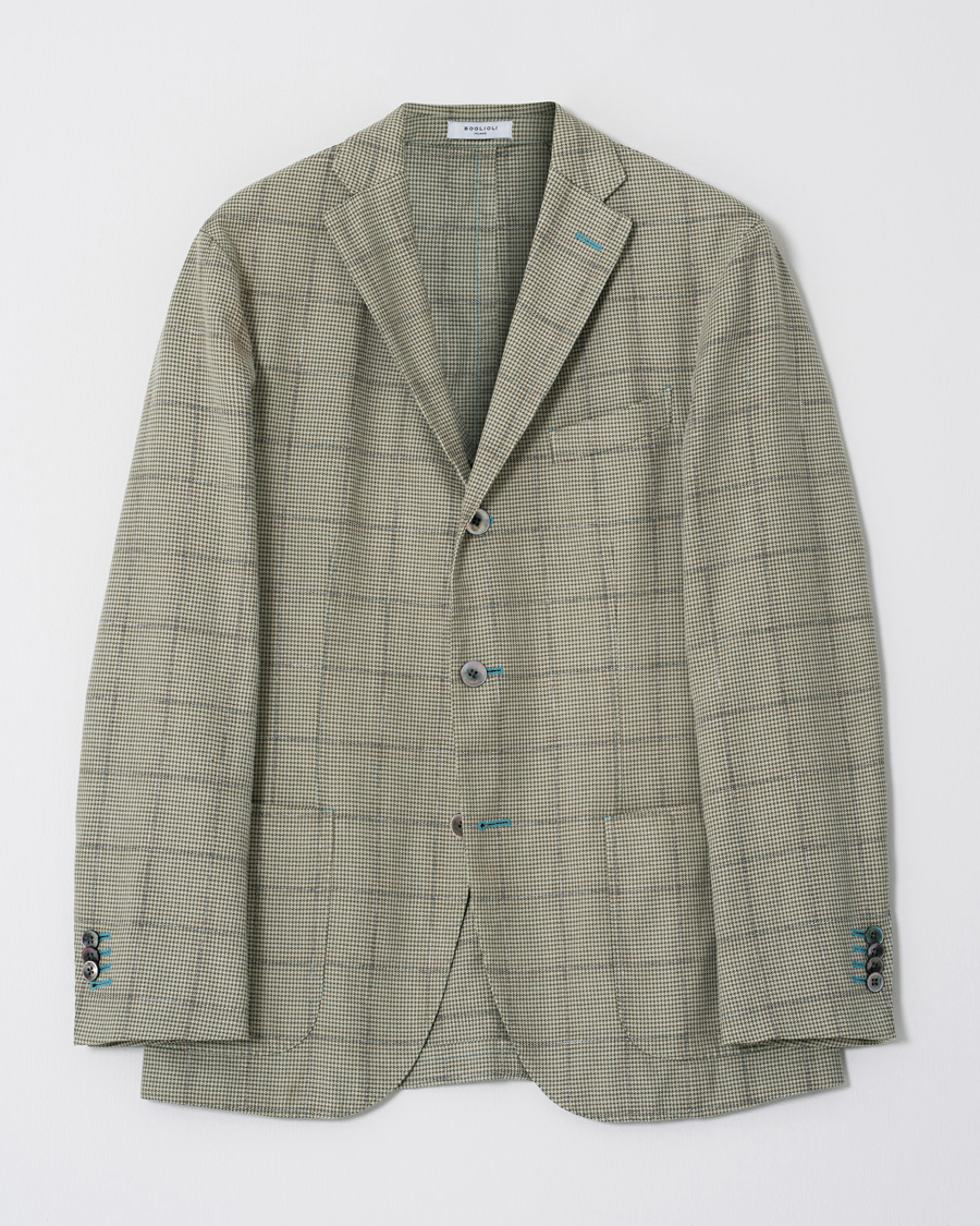 Herre | Boglioli K Jacket Houndstooth Overcheck Blazer Green 46 | Pre-owned | Boglioli K Jacket Houndstooth Overcheck Blazer Green 46