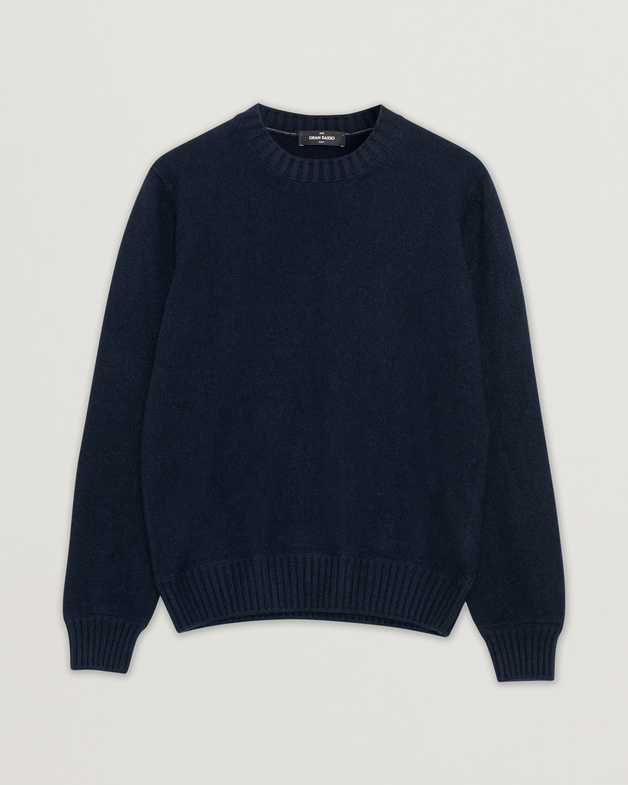 Herre | Pre-owned Trøjer | Pre-owned | Gran Sasso Cashmere Crew Neck Navy 48