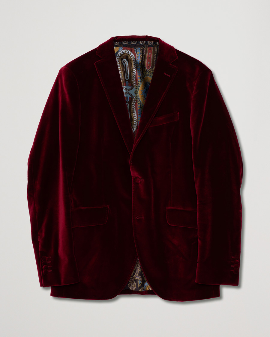 Herre | Etro Soft Velvet Blazer Burgundy | Pre-owned | Etro Soft Velvet Blazer Burgundy