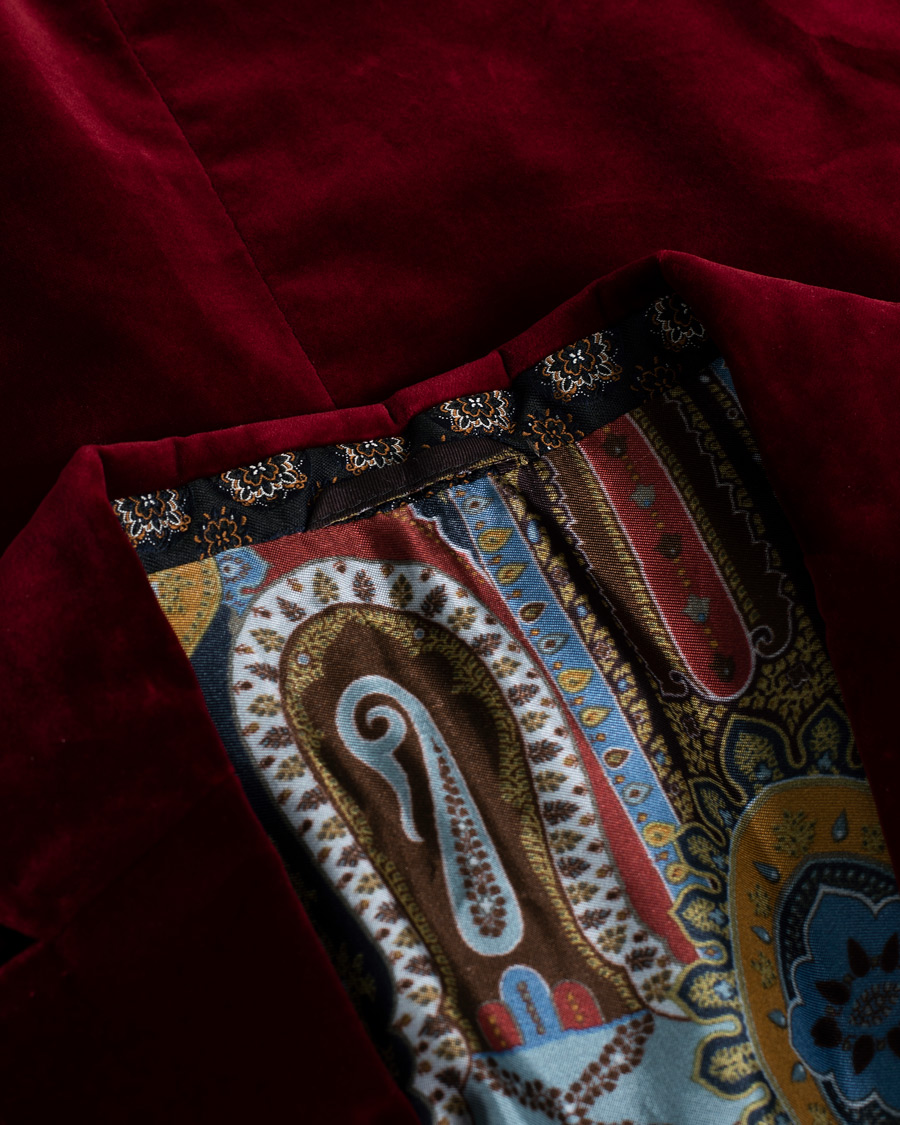 Herre | Etro Soft Velvet Blazer Burgundy | Pre-owned | Etro Soft Velvet Blazer Burgundy