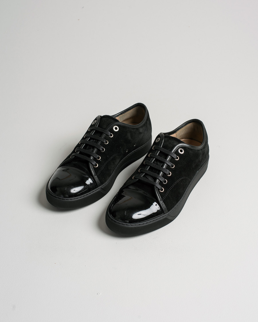 Herre | Lanvin Patent Cap Toe Sneaker Black/Black | Pre-owned | Lanvin Patent Cap Toe Sneaker Black/Black