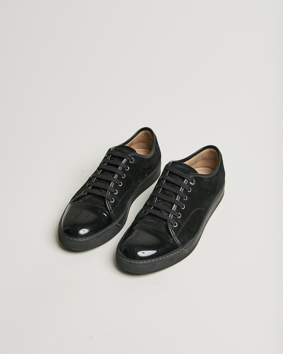Herre | Lanvin Patent Cap Toe Sneaker Black/Black | Pre-owned | Lanvin Patent Cap Toe Sneaker Black/Black