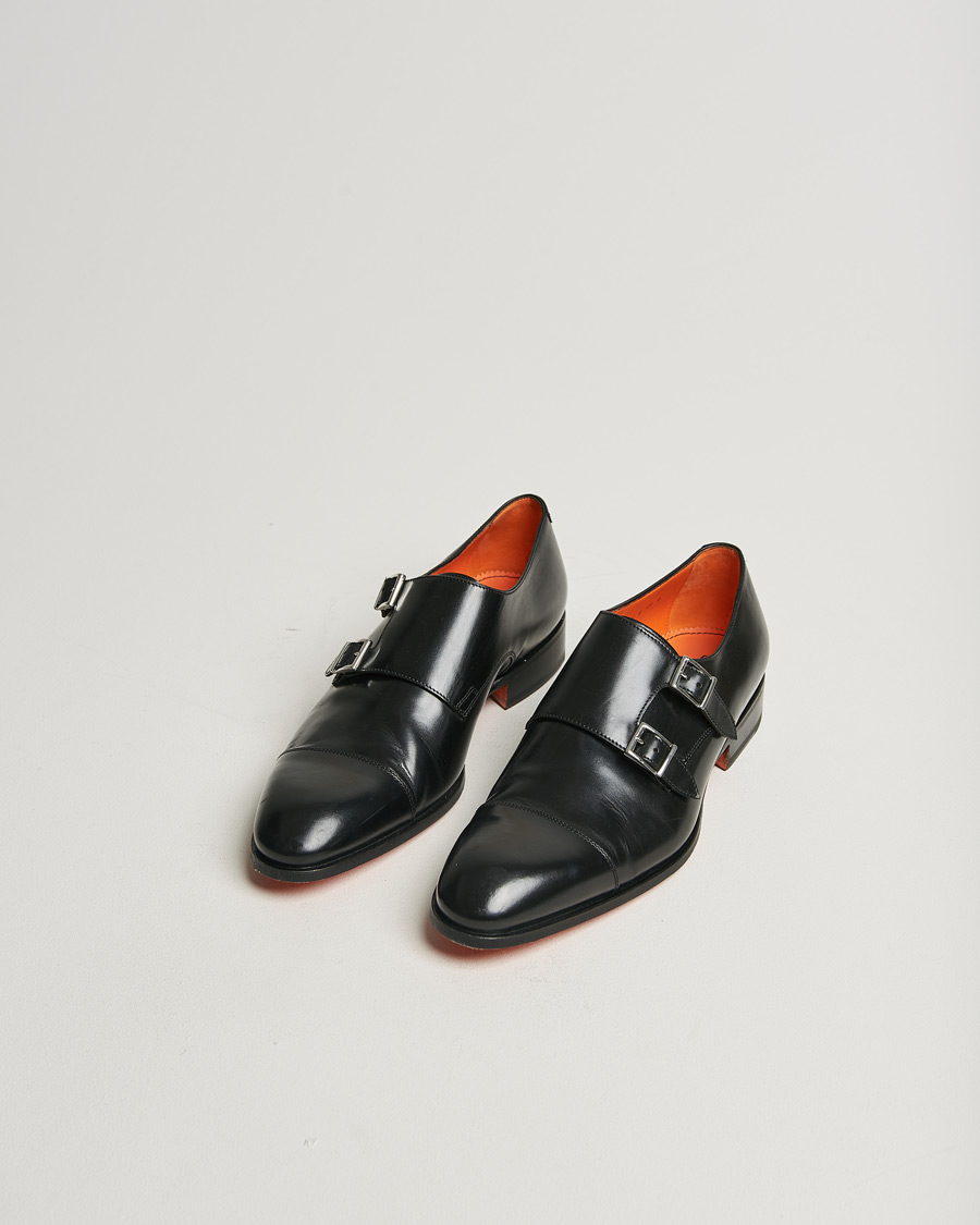 Herre | Santoni Blake Double Monk Black Calf | Pre-owned | Santoni Blake Double Monk Black Calf
