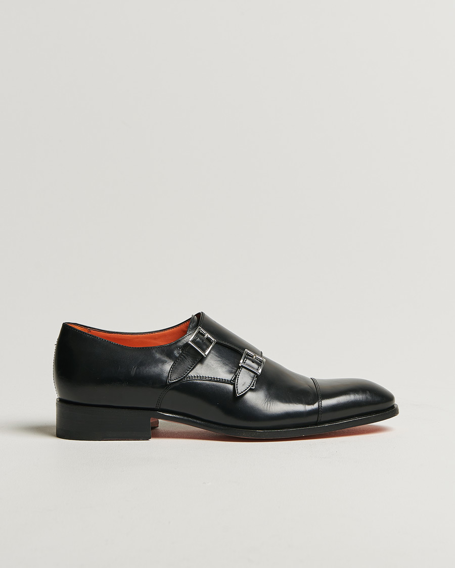 Herre | Santoni Blake Double Monk Black Calf | Pre-owned | Santoni Blake Double Monk Black Calf