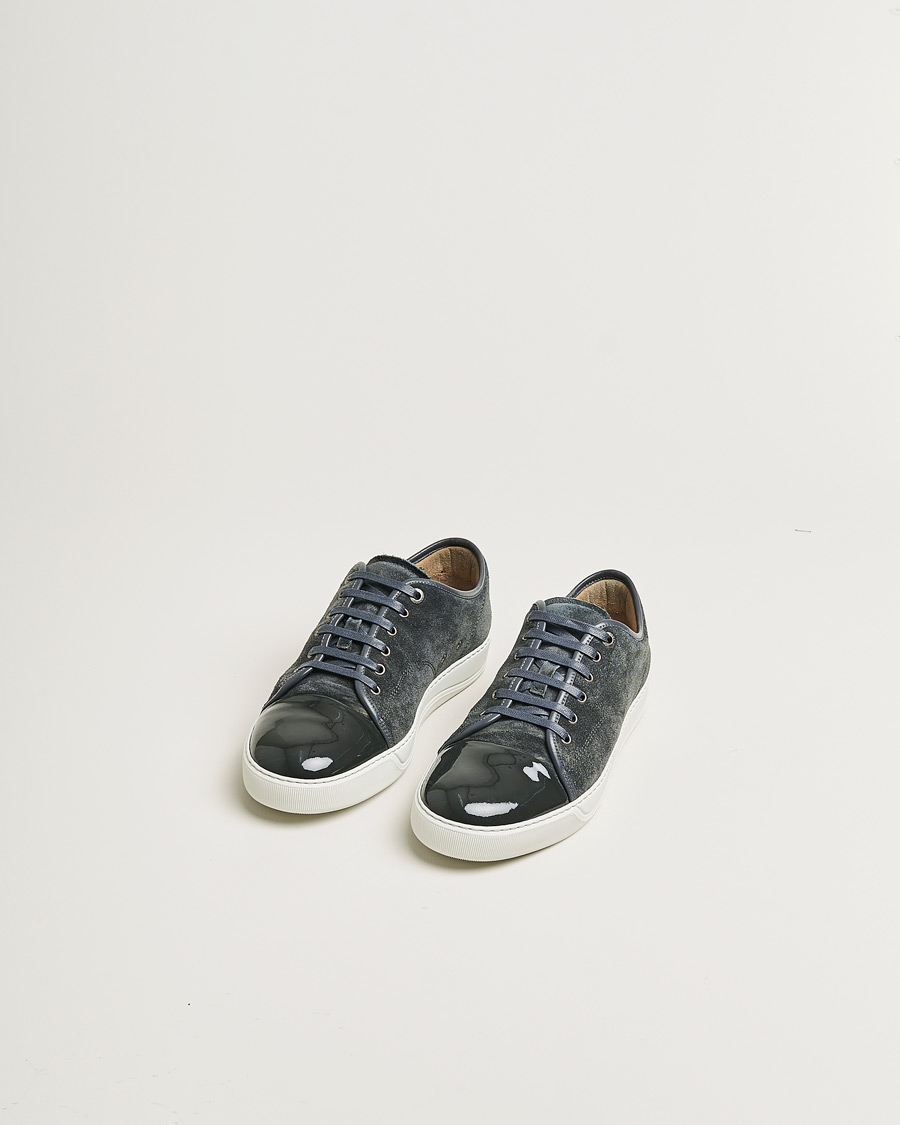 Herre | Lanvin Patent Cap Toe Sneaker Dark Grey | Pre-owned | Lanvin Patent Cap Toe Sneaker Dark Grey
