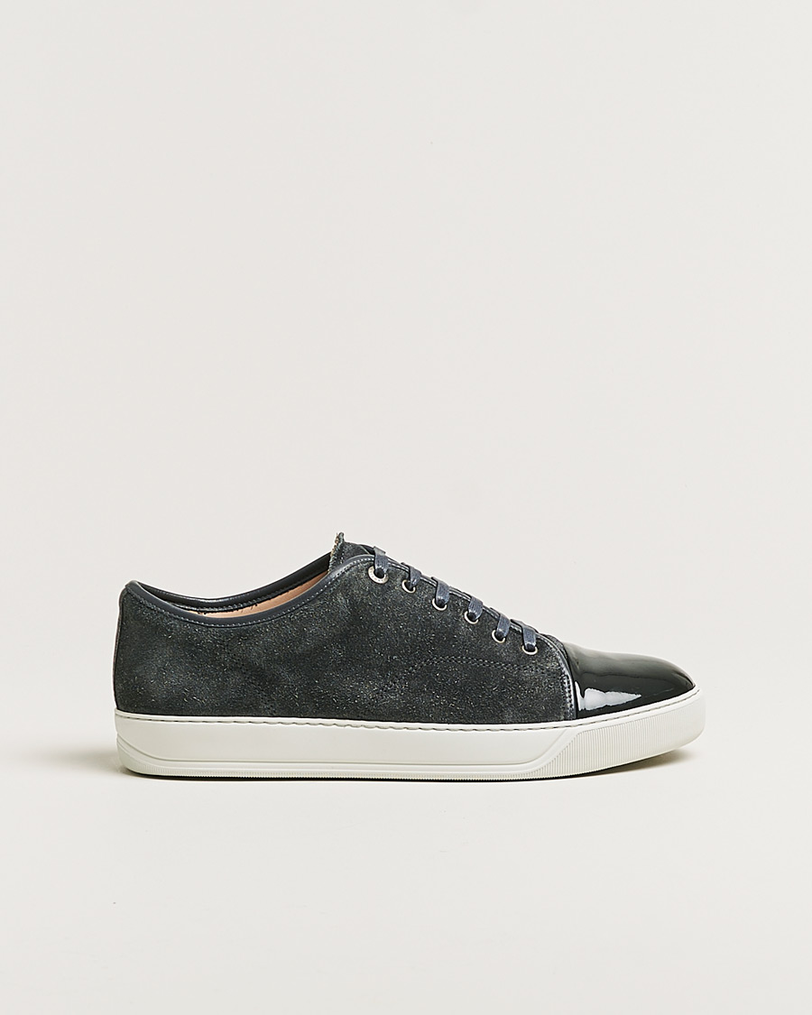 Herre | Lanvin Patent Cap Toe Sneaker Dark Grey | Pre-owned | Lanvin Patent Cap Toe Sneaker Dark Grey