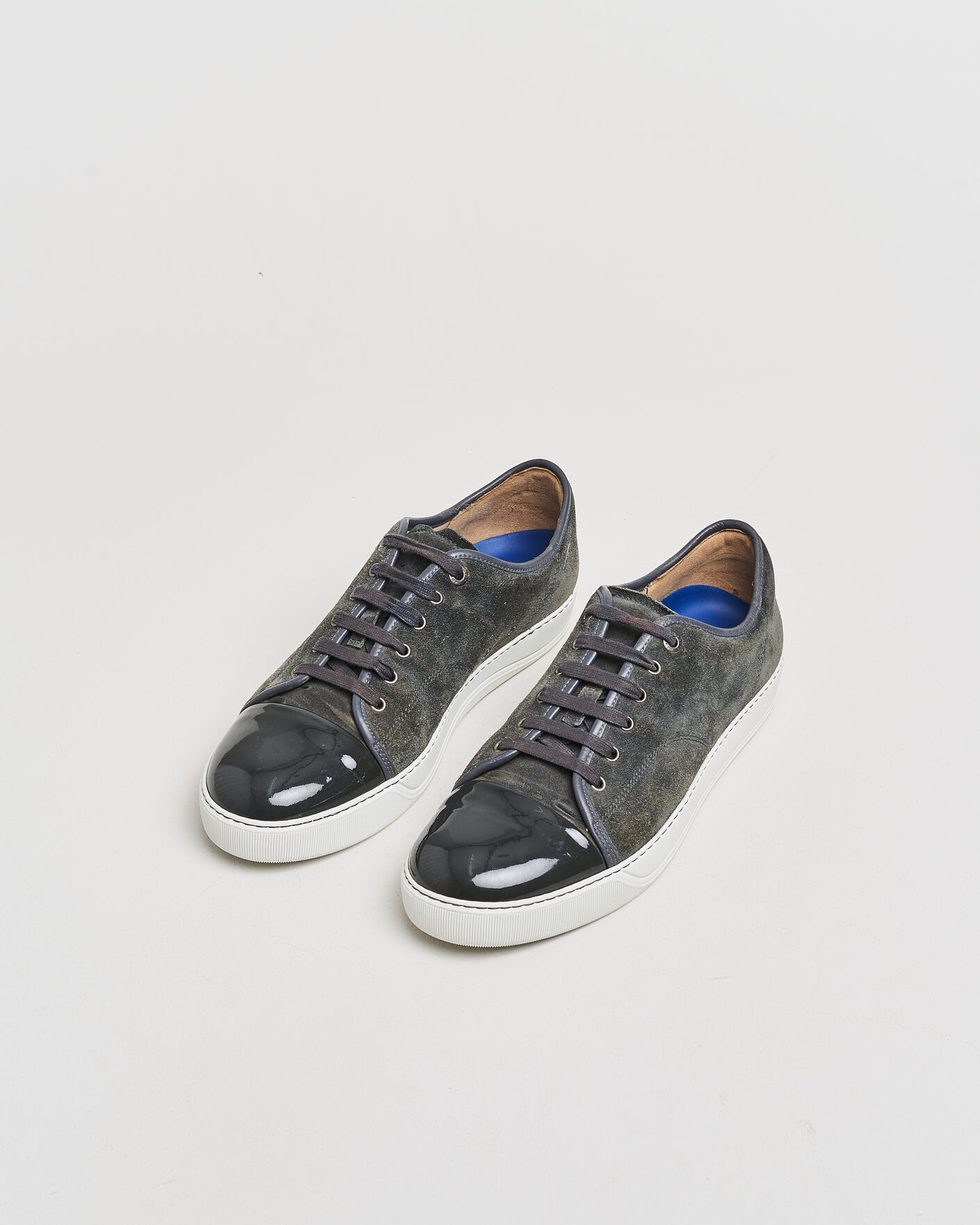 Herre | Pre-owned Sko | Pre-owned | Lanvin DBB1 Patent Cap Toe Sneaker Dark Grey UK10 - EU44