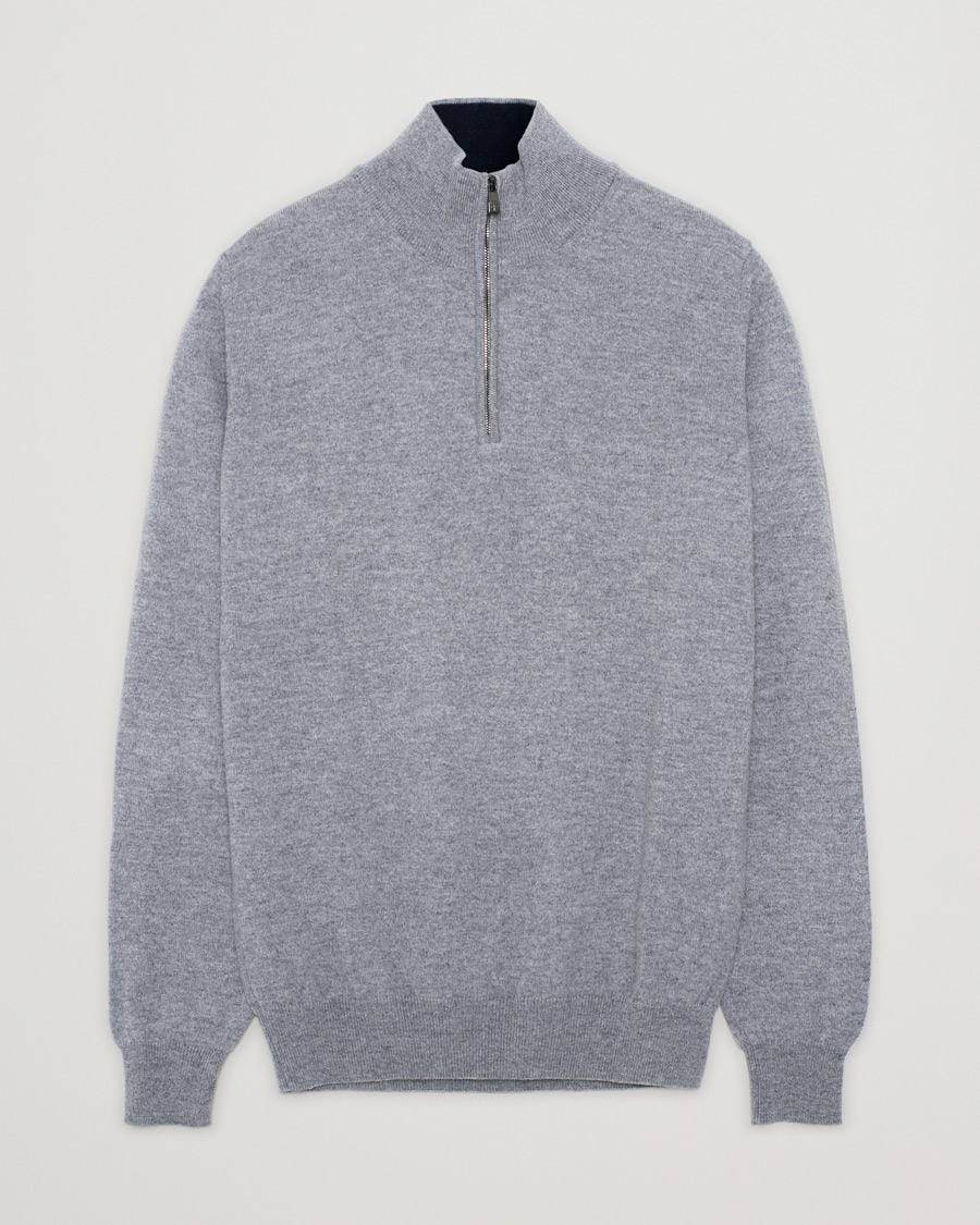 Herre | Trøjer | Pre-owned | Corneliani Virgin Wool/Cashemere Half Zip Grey 46