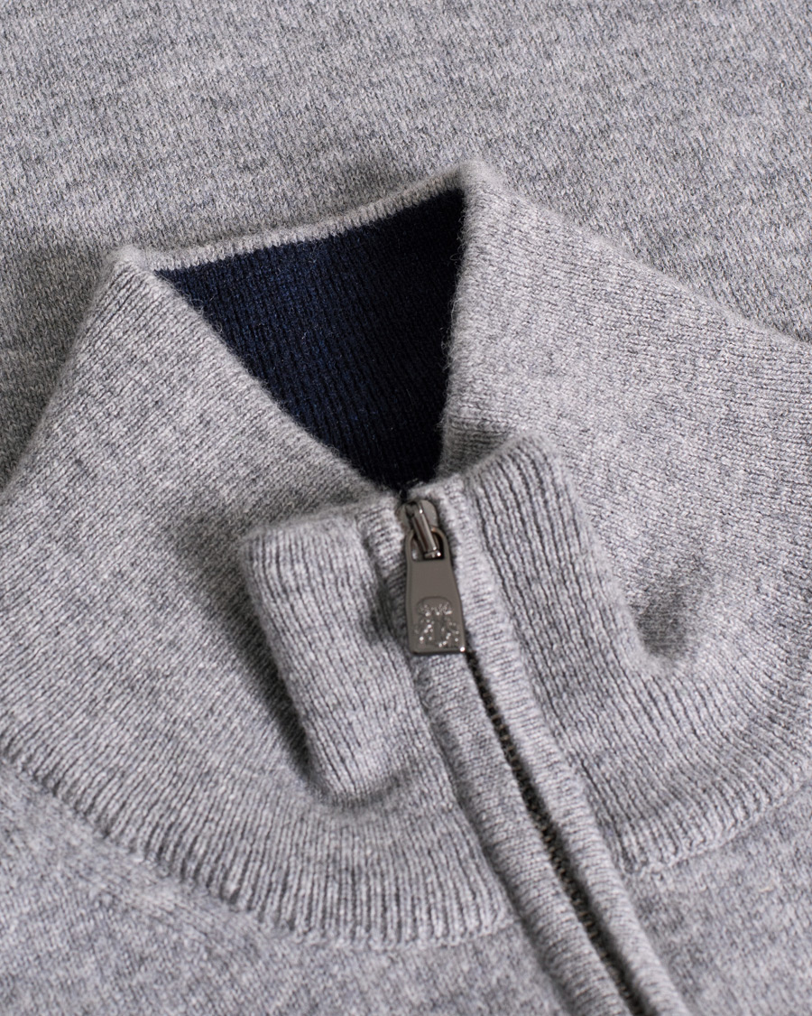 Herre | Trøjer | Pre-owned | Corneliani Virgin Wool/Cashemere Half Zip Grey 46