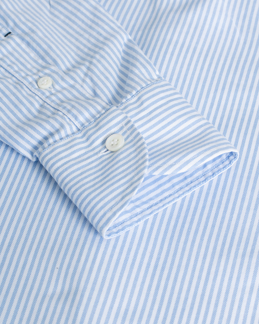 Herre | Pre-owned | Pre-owned | Mazzarelli Soft Button Down Stripe Oxford Shirt Light Blue