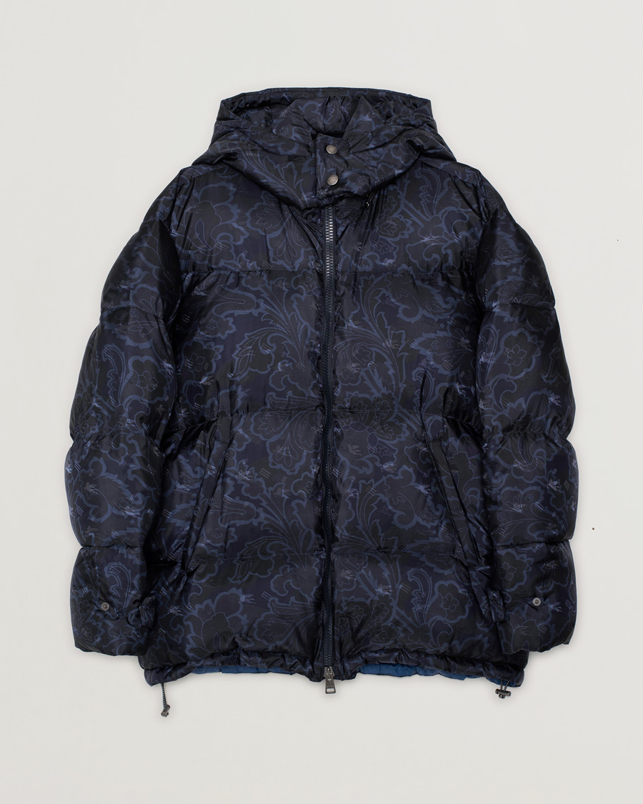 Herre | Etro Patterned Down Jacket Navy XL | Pre-owned | Etro Patterned Down Jacket Navy XL