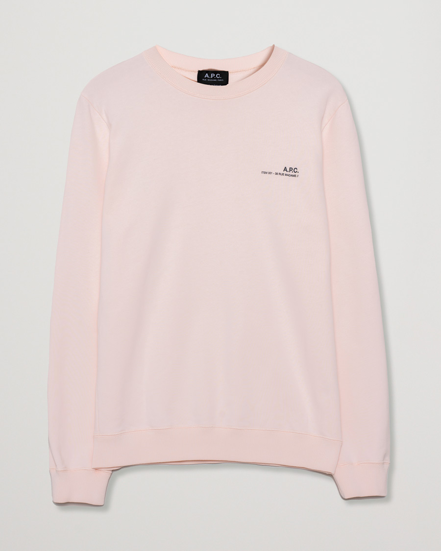 Herre | Trøjer | Pre-owned | A.P.C. Item Crew Neck Sweatshirt Pale Pink