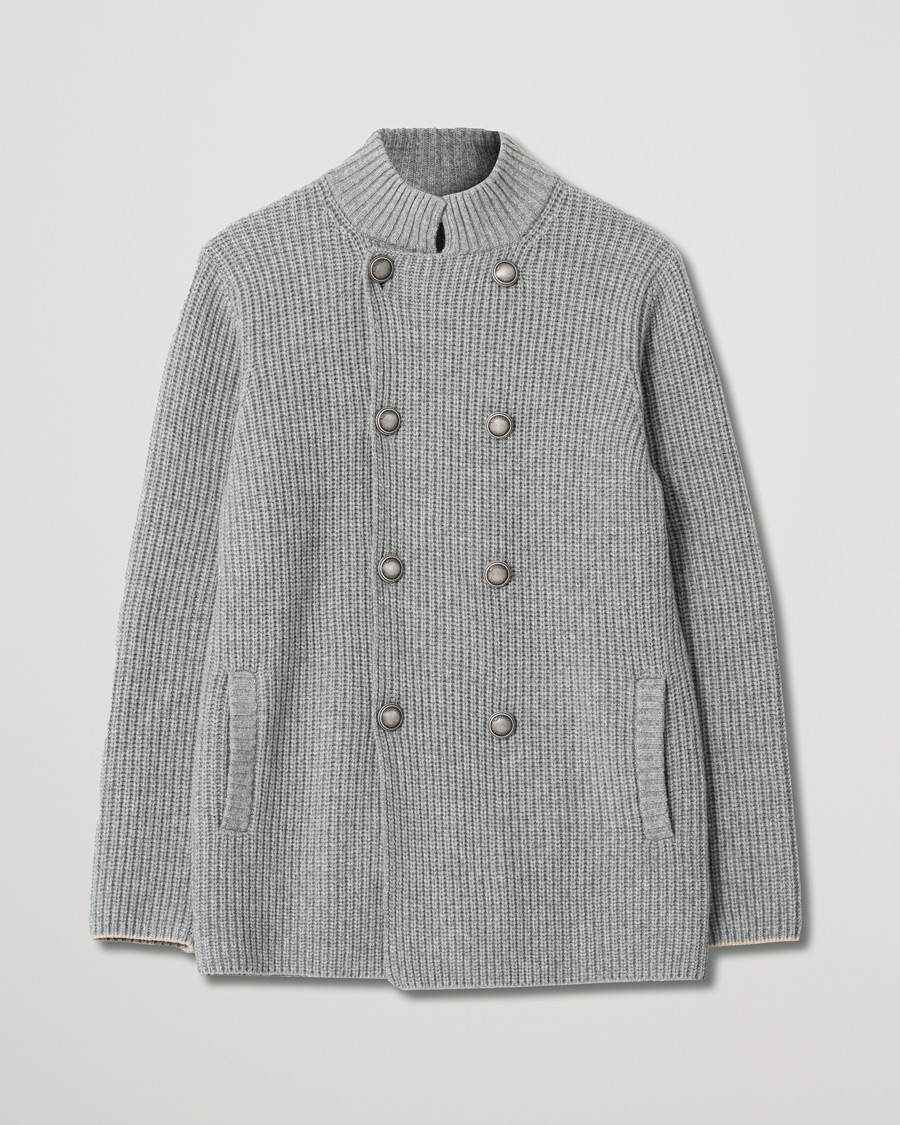 Herre | Trøjer | Pre-owned | Brunello Cucinelli Double Breasted Cashmere Cardigan Jacket Grey Melange